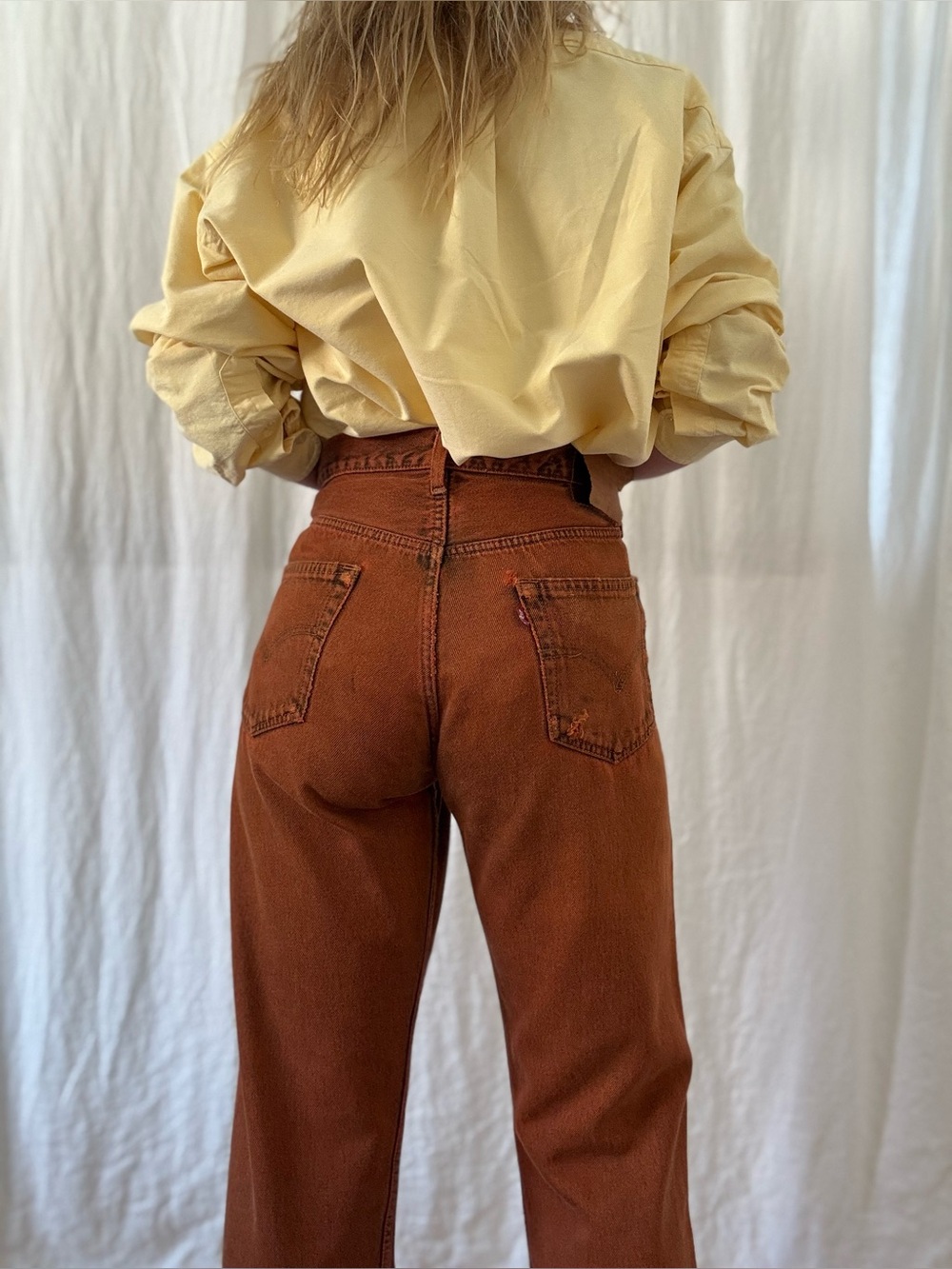 Vintage Levi’s 501 really unique rust wash 1990s high rise straight leg